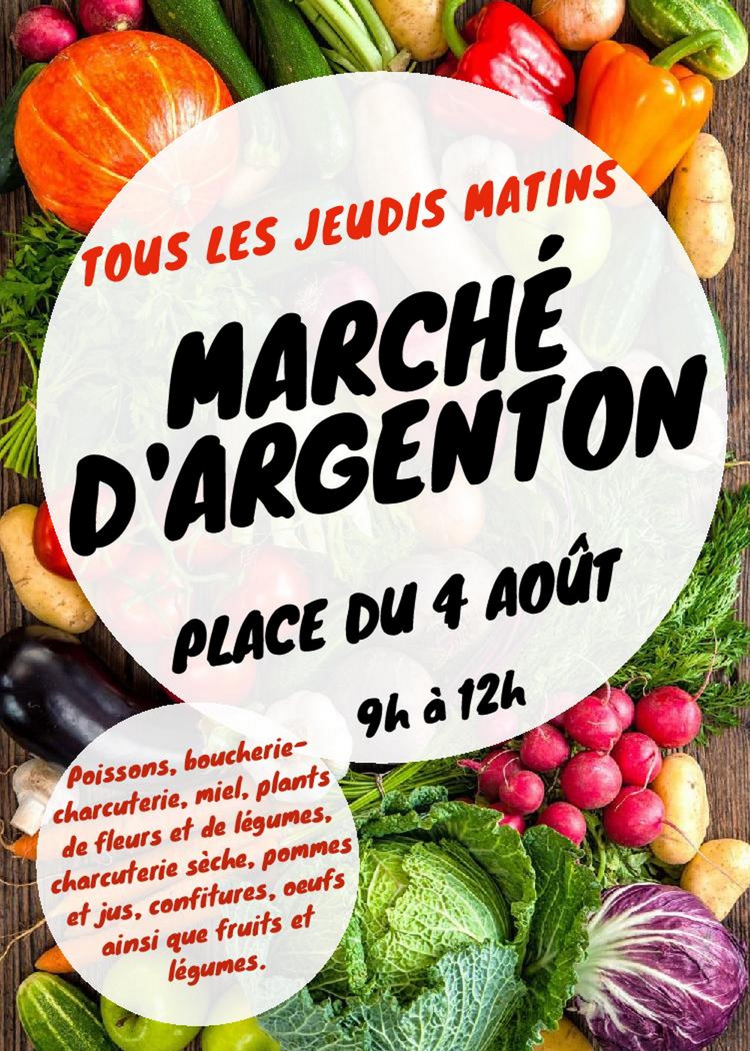 Marché d'Argenton-les-Vallées  France Nouvelle-Aquitaine Deux-Sèvres Argentonnay 79300