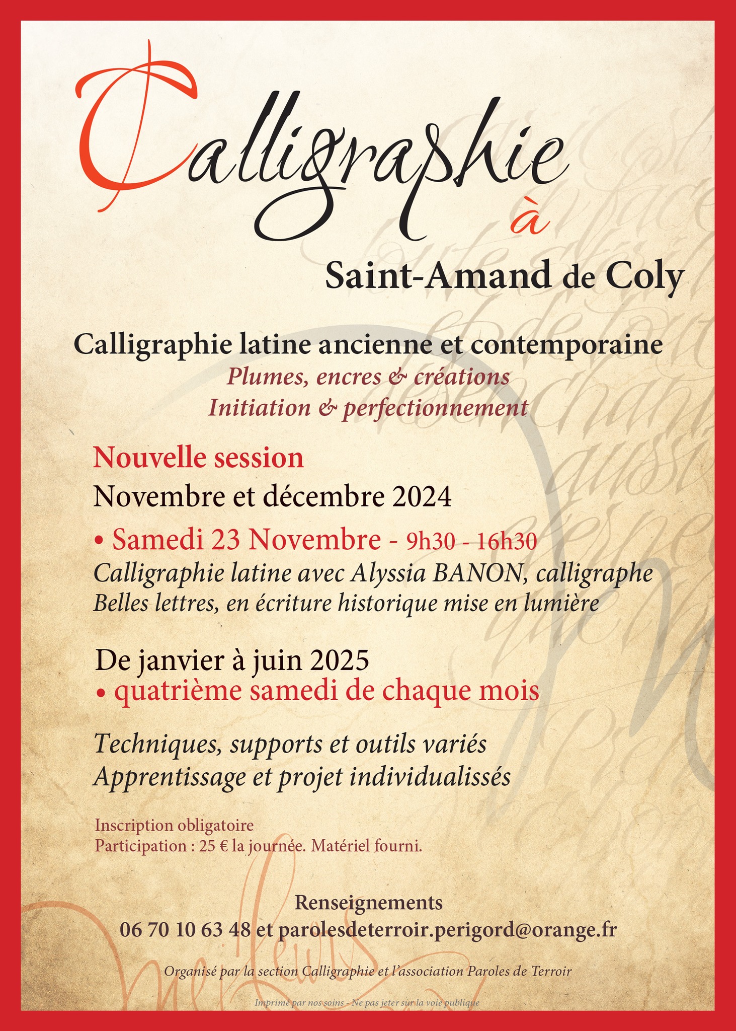 Calligraphie à Saint Amand de Coly (2/2)