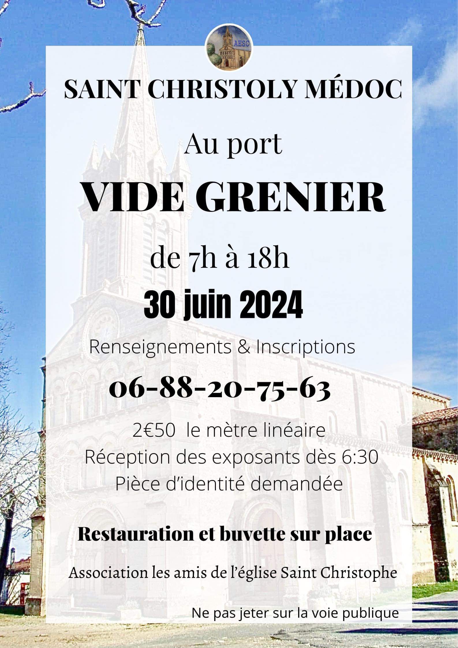 Vide-greniers des amis de l'église St-Christophe  France Nouvelle-Aquitaine Gironde Saint-Christoly-Médoc 33340