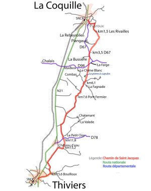 Voie de Vézelay : La Coquille-Thiviers en écomobilité  France Nouvelle-Aquitaine Dordogne La Coquille 24450