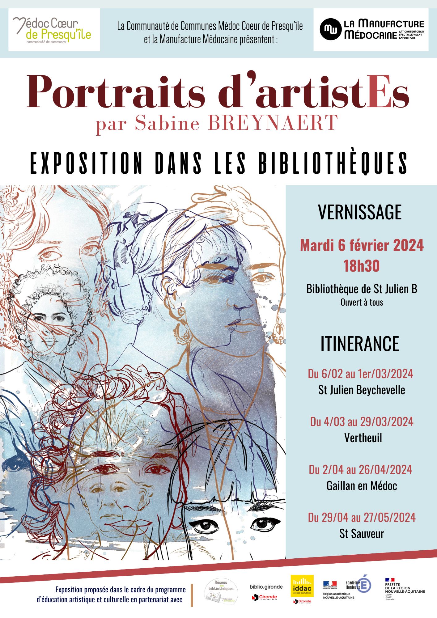 Exposition itinérante Portraits d'artistEs par Sabine Breynaert (1/1)