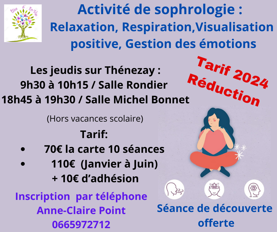 Activité de sophrologie: relaxation, respiration, visualisation positive, gestion des émotions (1/1)