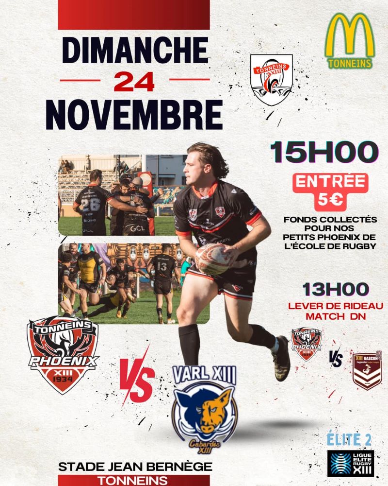 Championnat Elite 2 TONNEINS XIII contre VILLEGAILHENC ARAGON RL