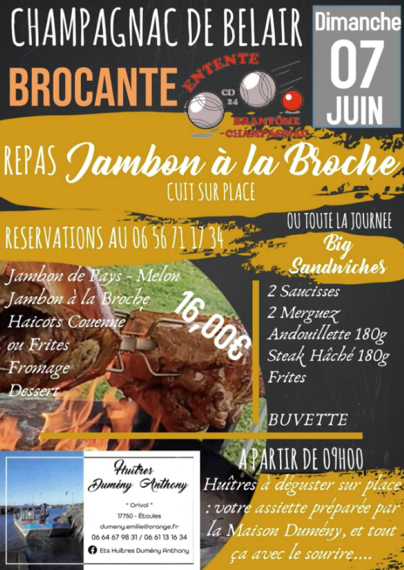 Repas jambon à la broche