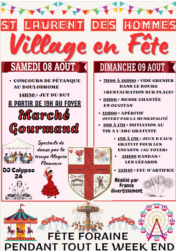 Fête locale : pétanque, fête foraine, marché g ...