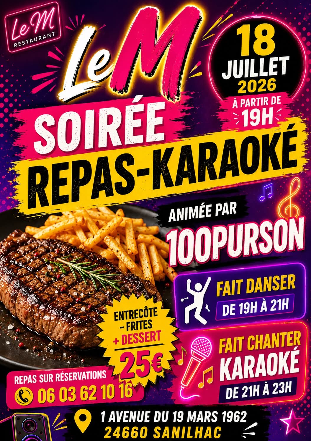 Soirée Repas-Karaoké au M