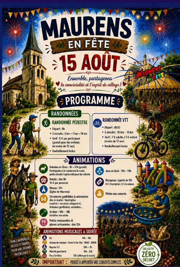 Fête à Maurens : randonnée, Jeux, Belote, Marc ...