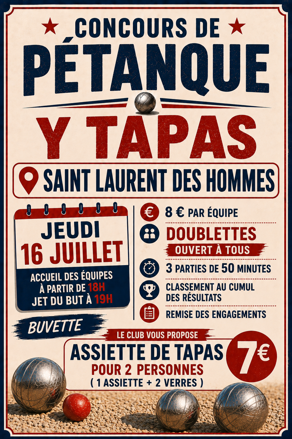 Concours de pétanque y Tapas