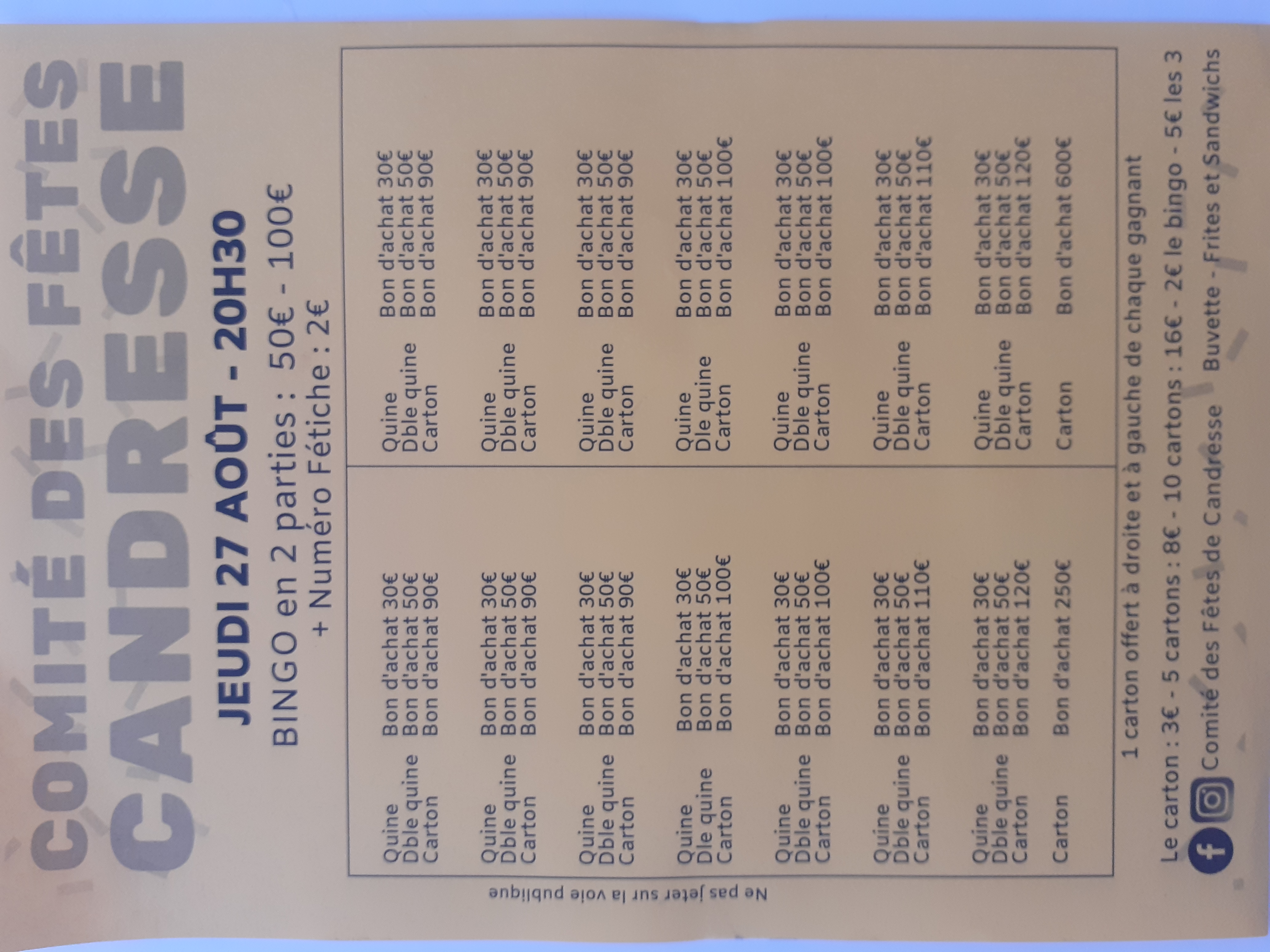 Grand loto bingo des fêtes