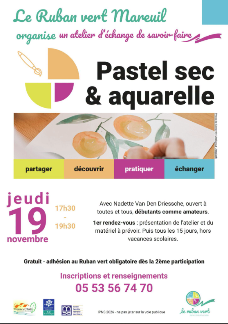 Atelier pastel sec et aquarelle