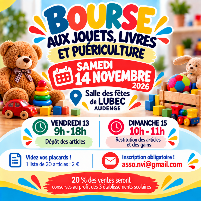 Bourse aux jouets, livres et puériculture de l'association Nous, Vous, Ils