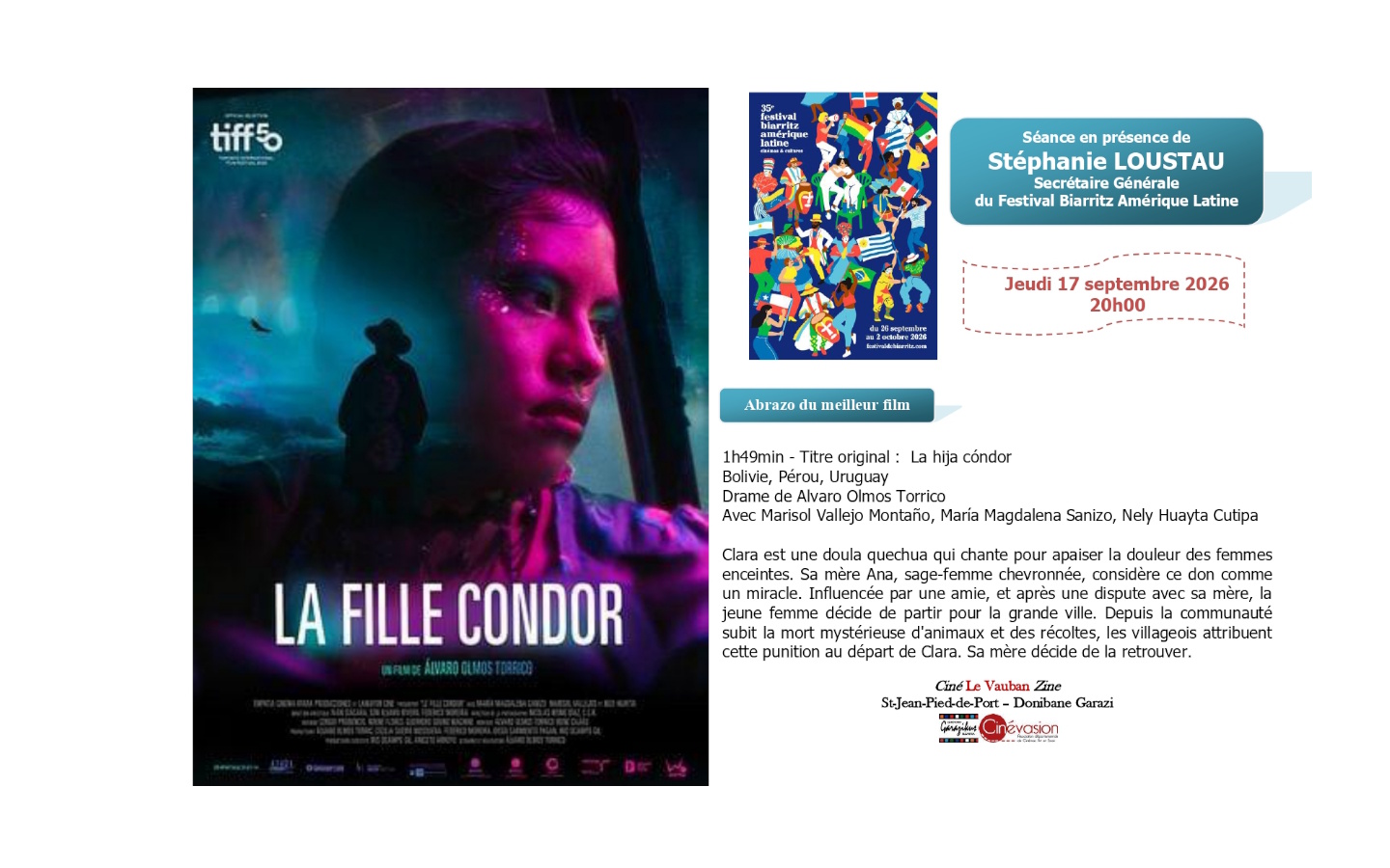 Ciné rencontre "La fille condor" avec la secré ...