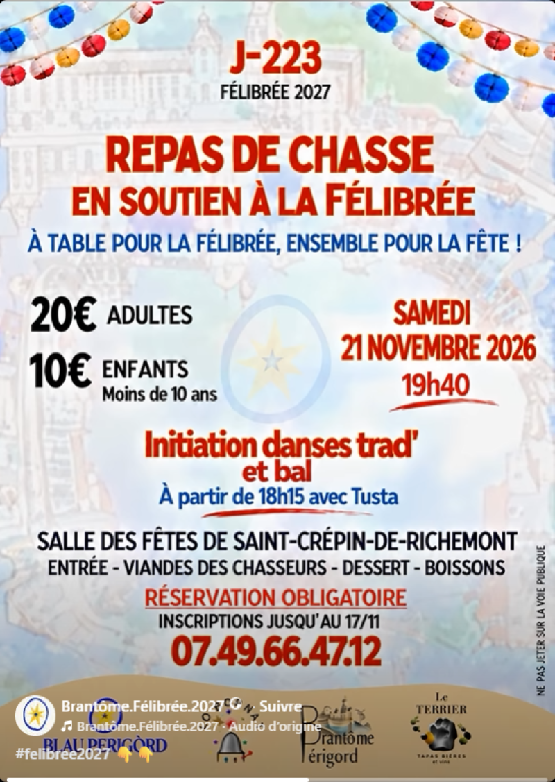 Repas de chasse en soutien de la Félibrée