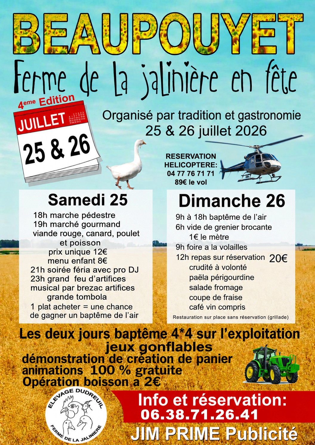 Ferme en fête : Baptême hélicoptère, Repas, Br ...