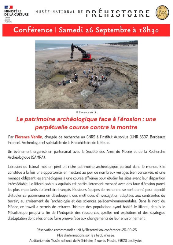 Conférence - Le patrimoine archéologique face à l'érosion : une perpétuelle course contre la montre