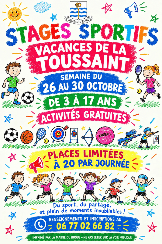 Stages sportifs vacances de la Toussaint - De 3 à 17 ans