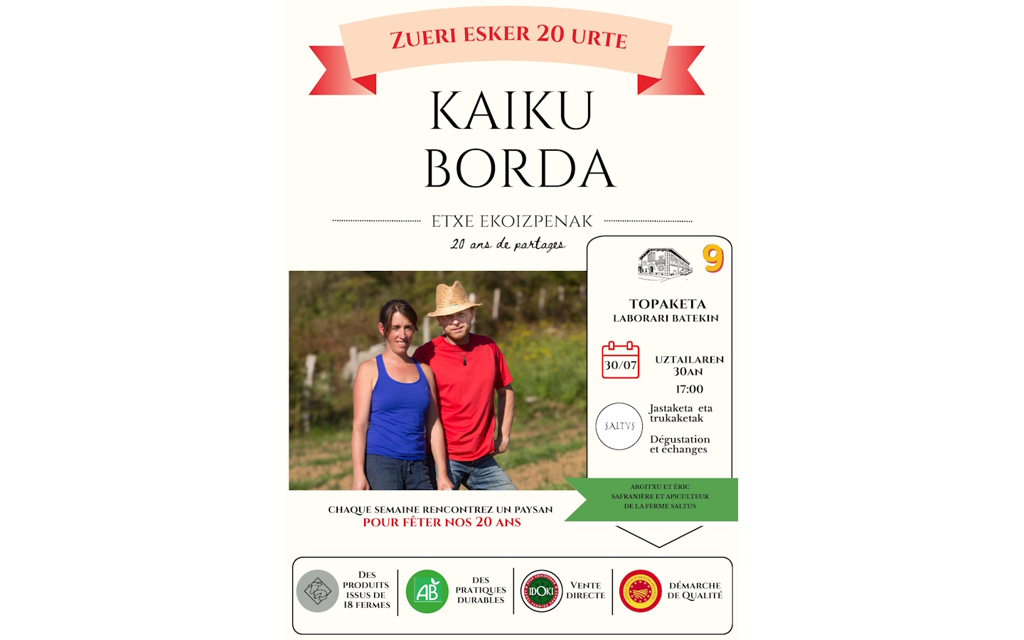 20 ans de Kaiku Borda : dégustation et échange ...