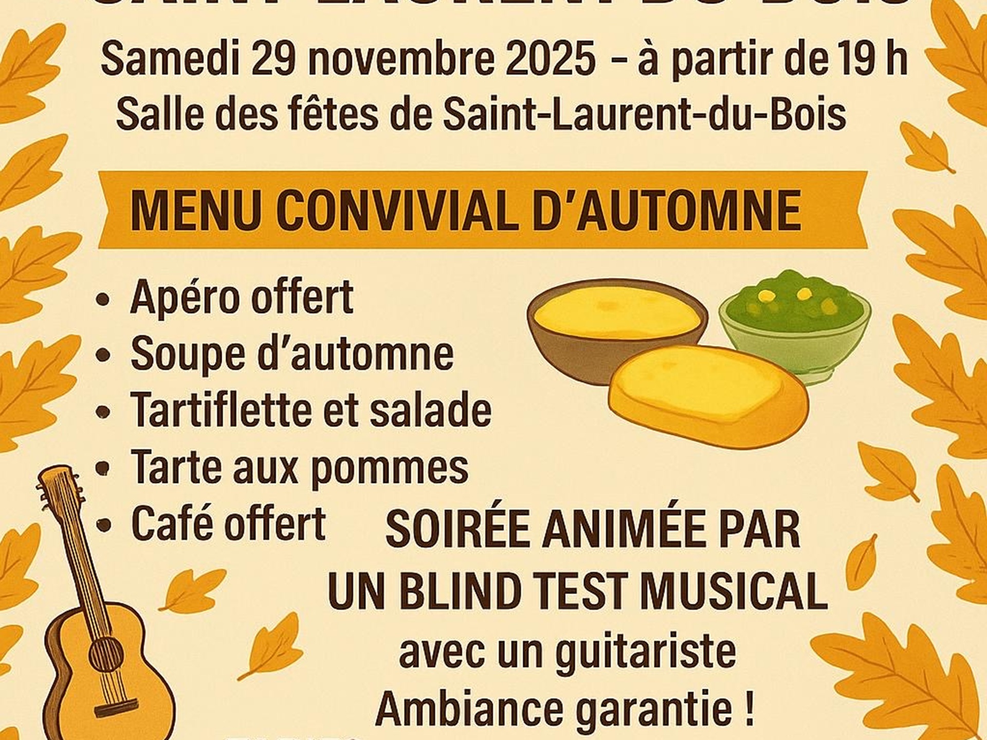 Repas du comité des fêtes de Saint-Laurent-du-Bois