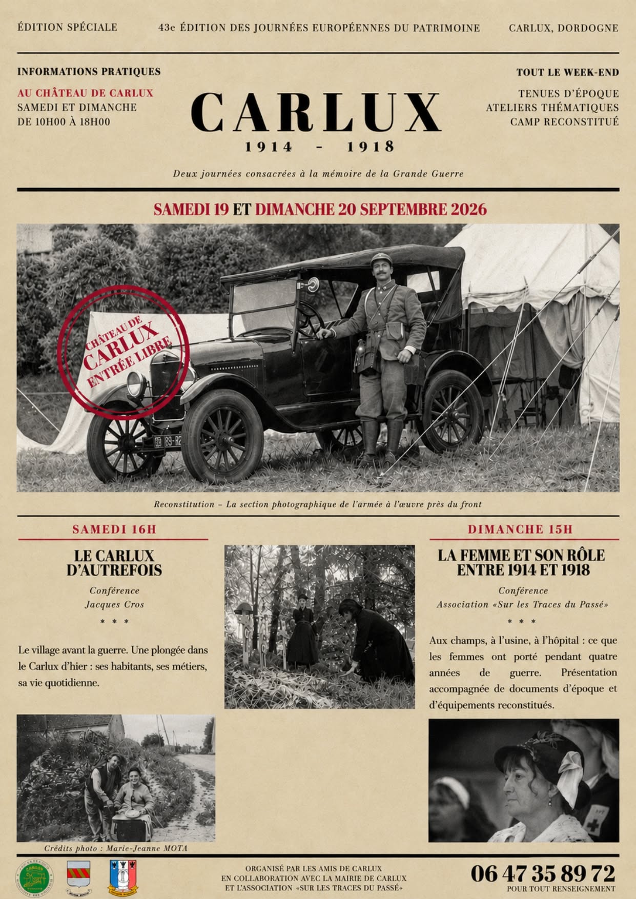 Journées du Patrimoine : Carlux 1914-1918 deux ...