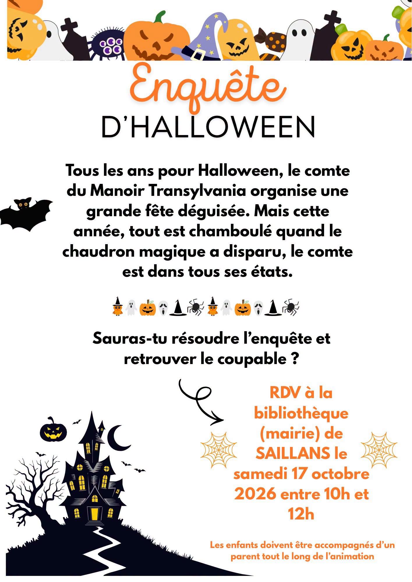 Enquête d'Halloween à Saillans – Jeu d'enquête pour enfants