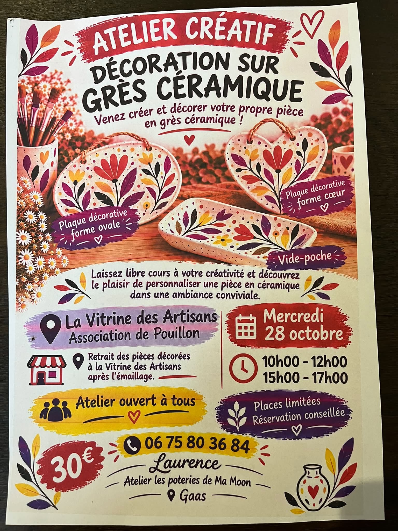 Atelier créatif - Décoration sur grès décoratif