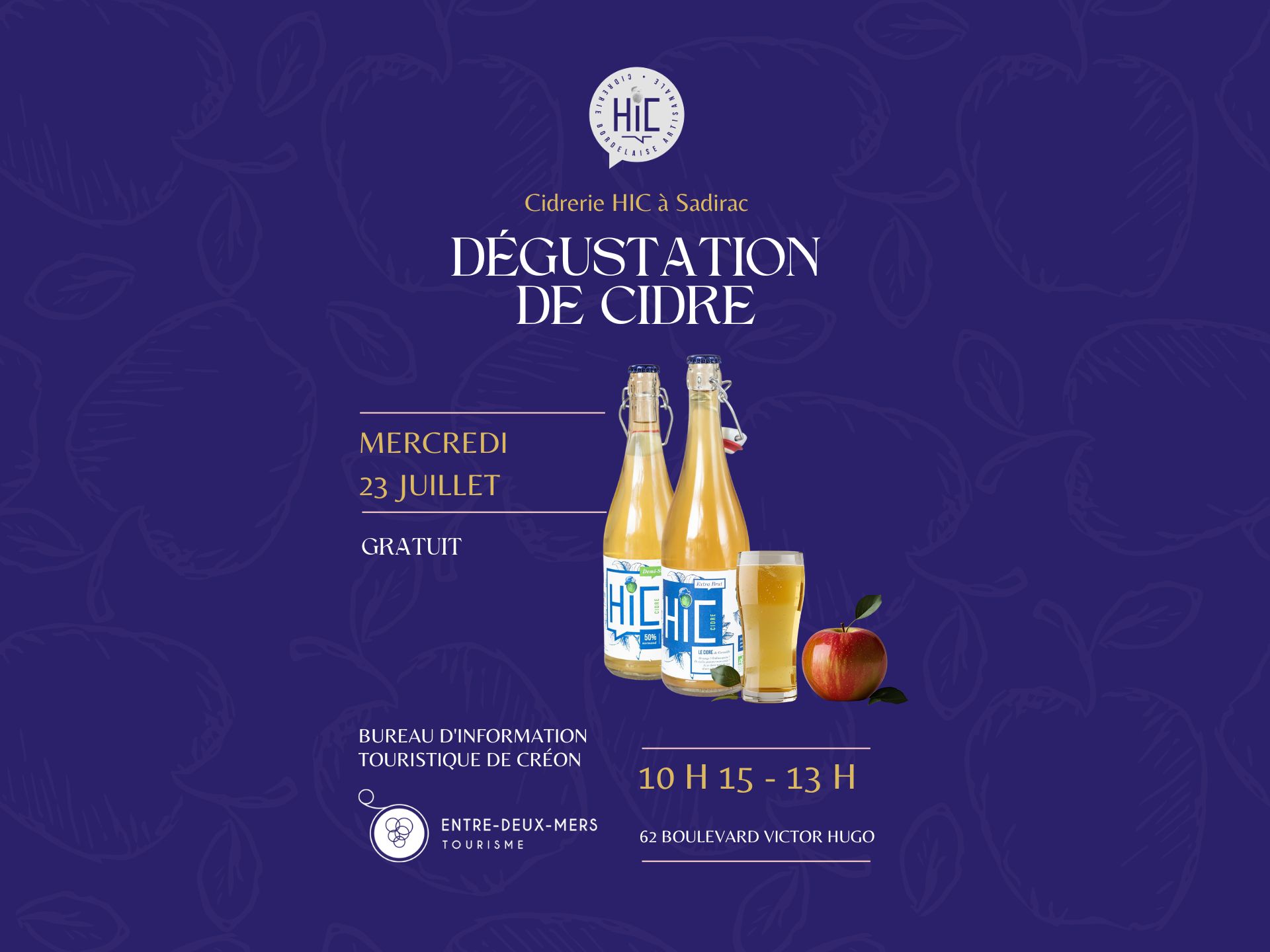 Dégustation gratuite de cidre de la cidrerie HIC