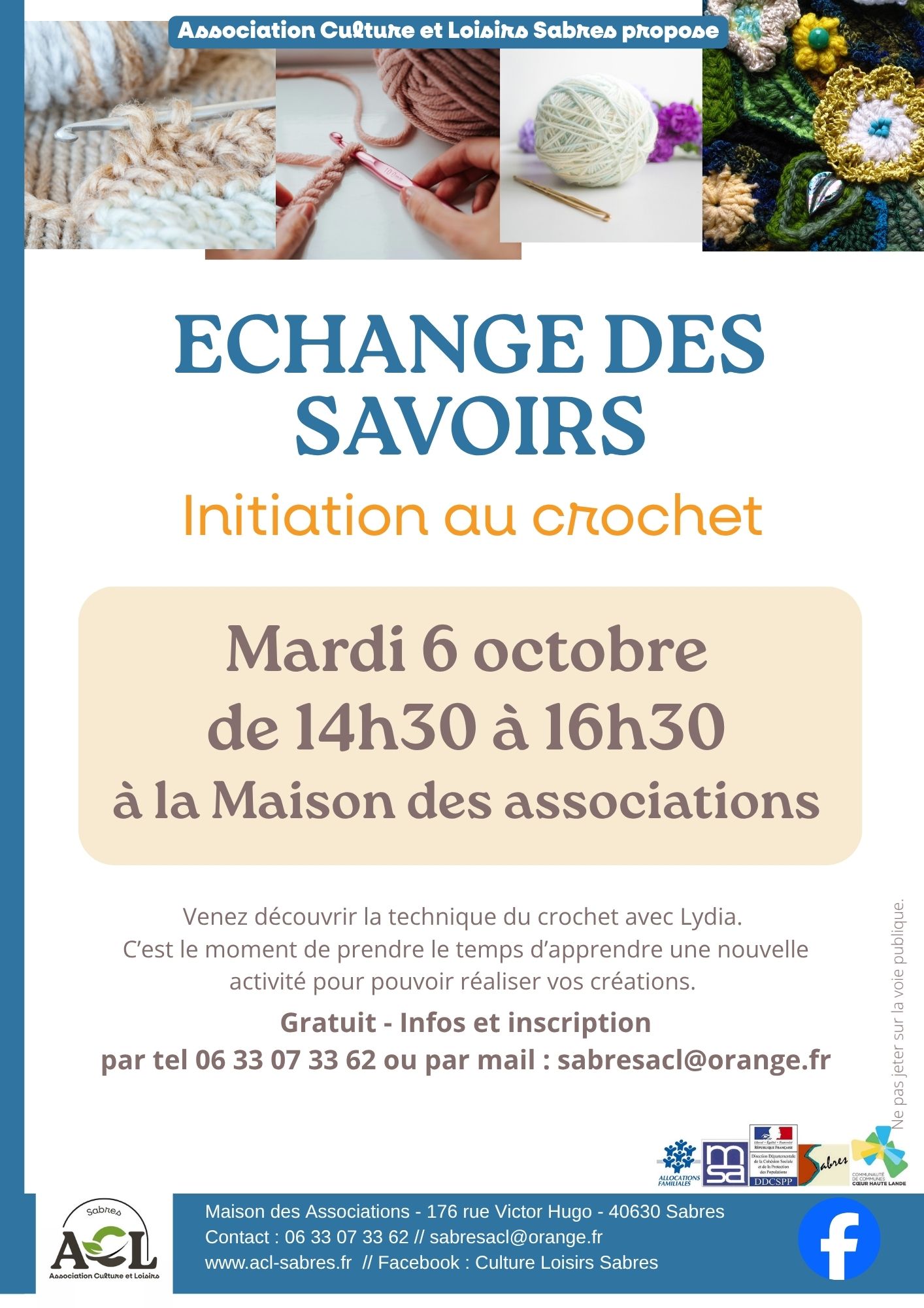 Echange des savoirs : initiation au crochet