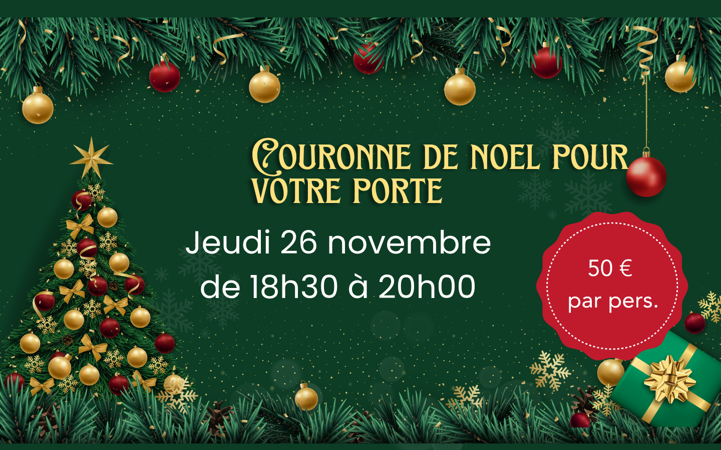 Atelier de Noël - couronne de porte