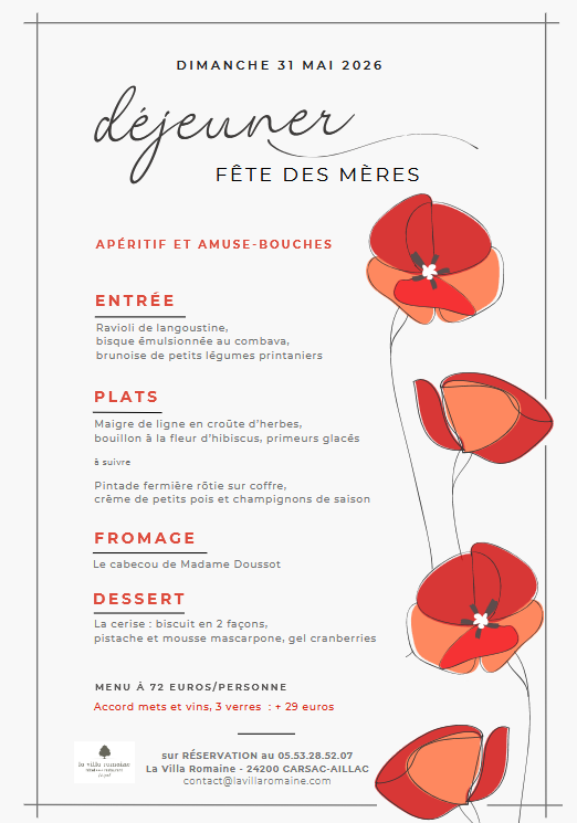 Repas de la fête des mères- La Villa Romaine C ...