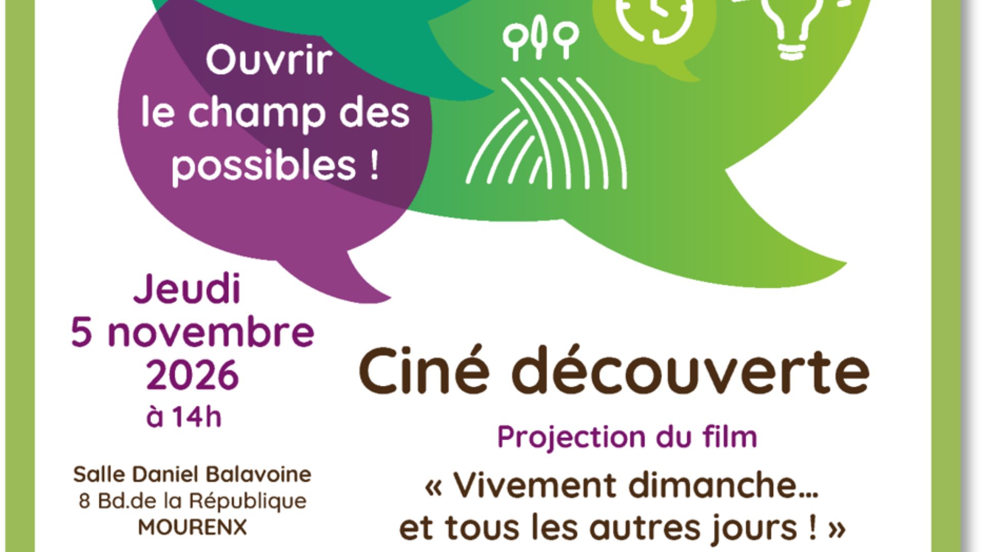 Ciné-découverte : Vivement dimanche et tous les autres jours !