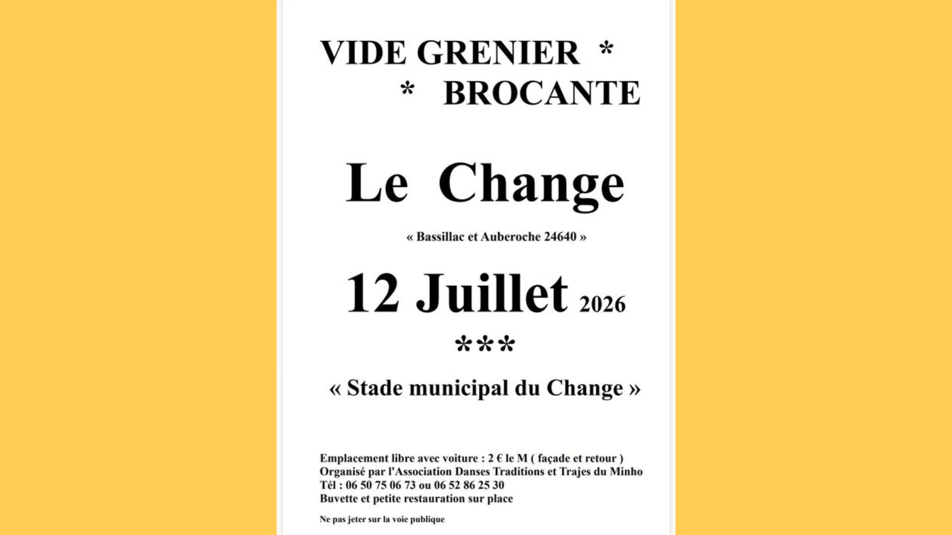 Vide-greniers au Change le 12 juillet 2026