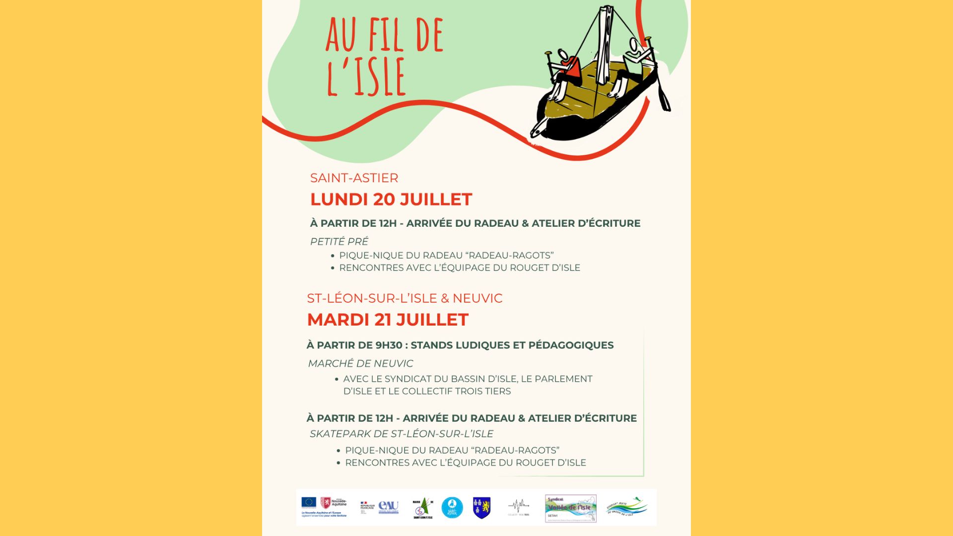 Au Fil de l'Isle | Arrivée du radeau et pique- ...