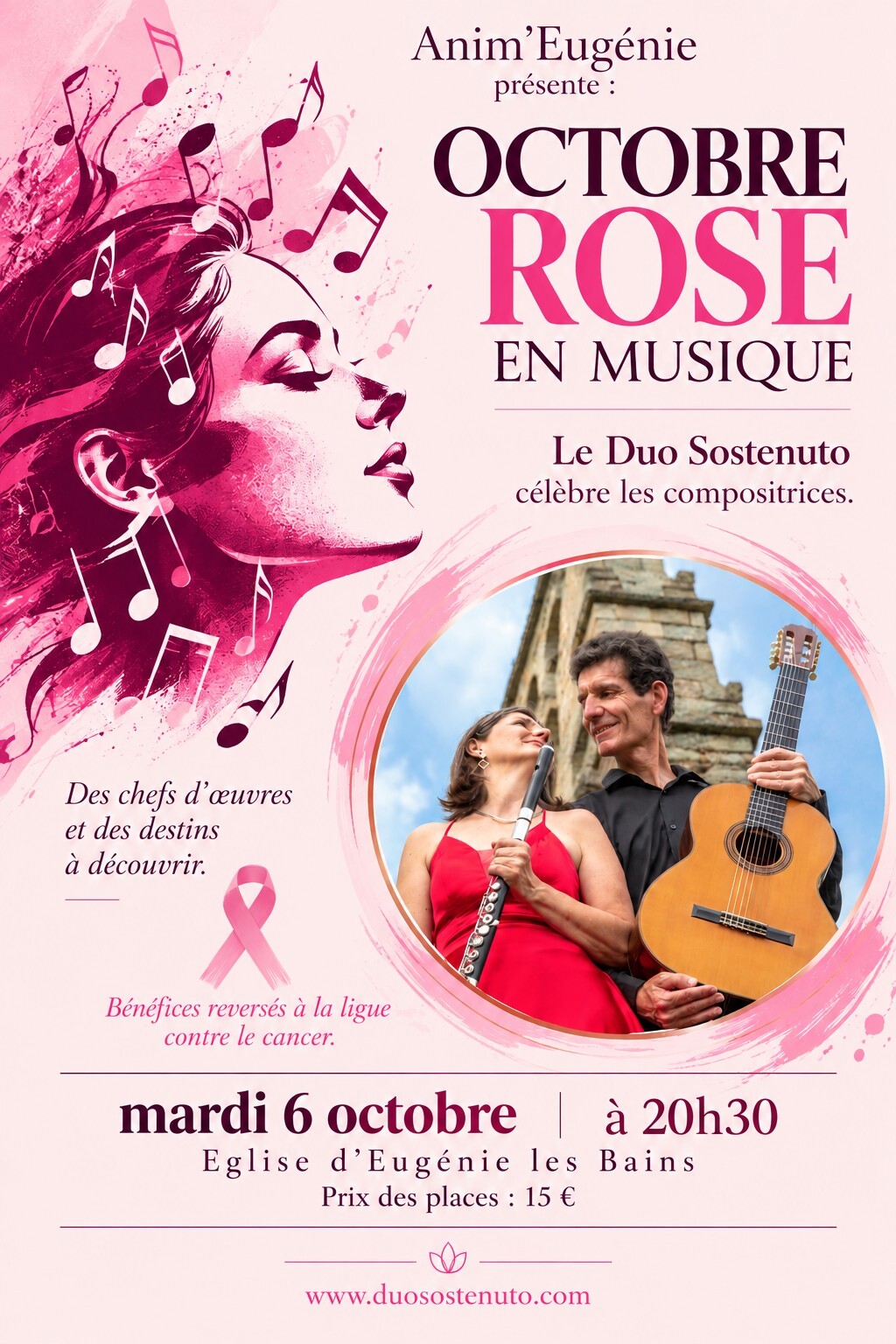 Concert Octobre Rose en musique avec le Duo Sostenuto