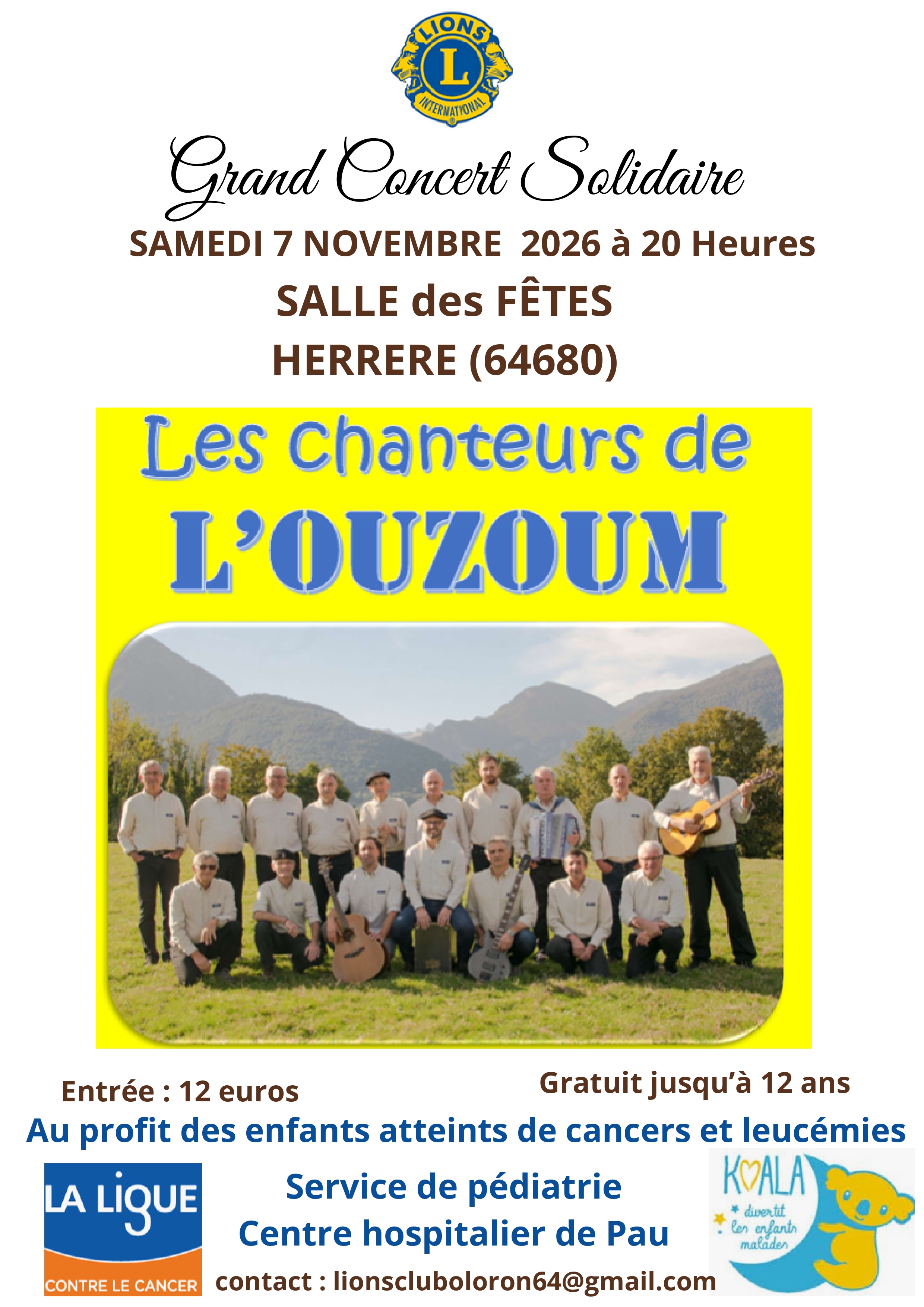 Grand concert solidaire : Les chanteurs de l'Ouzoum
