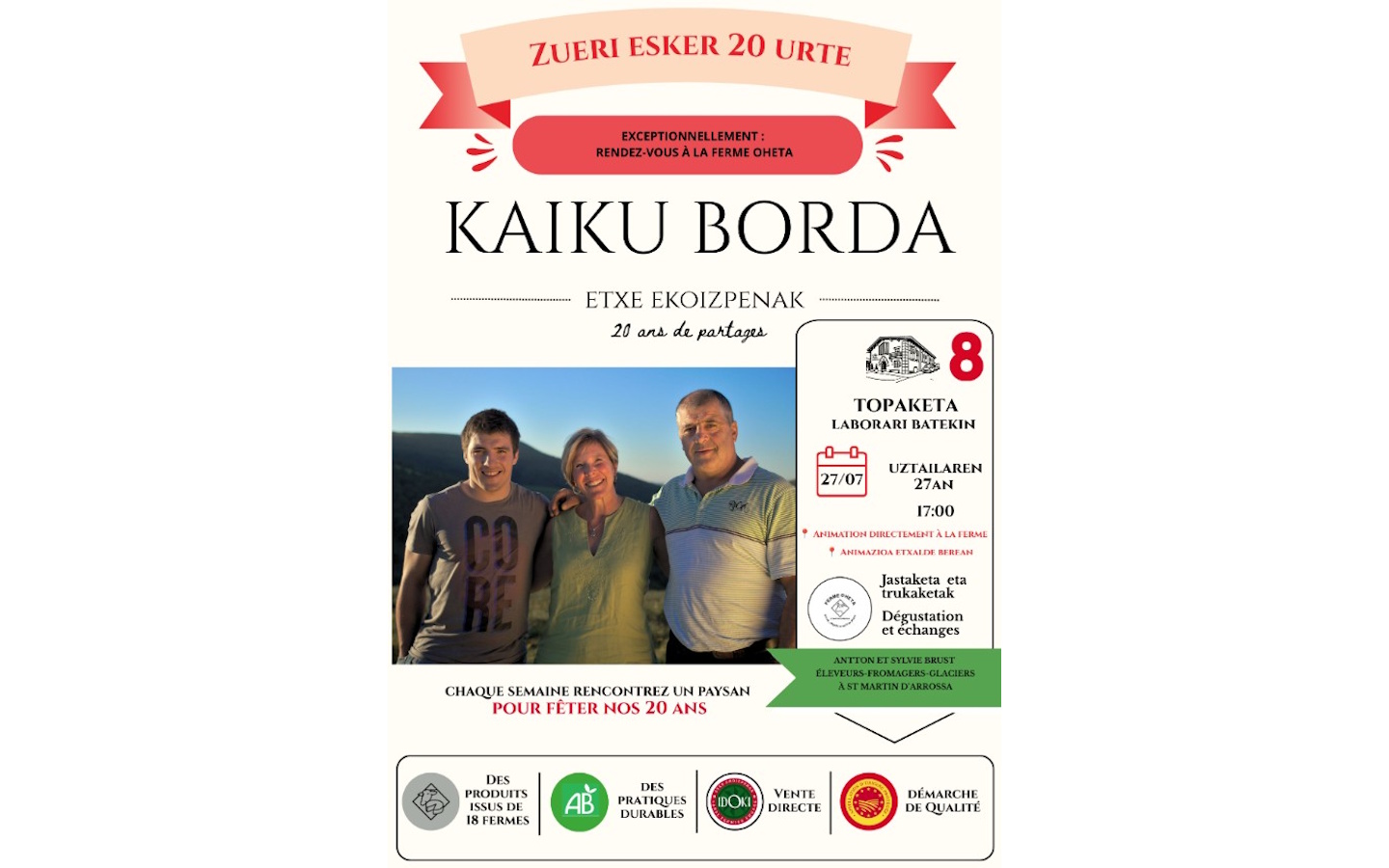 20 ans de Kaiku Borda : dégustation et échange ...