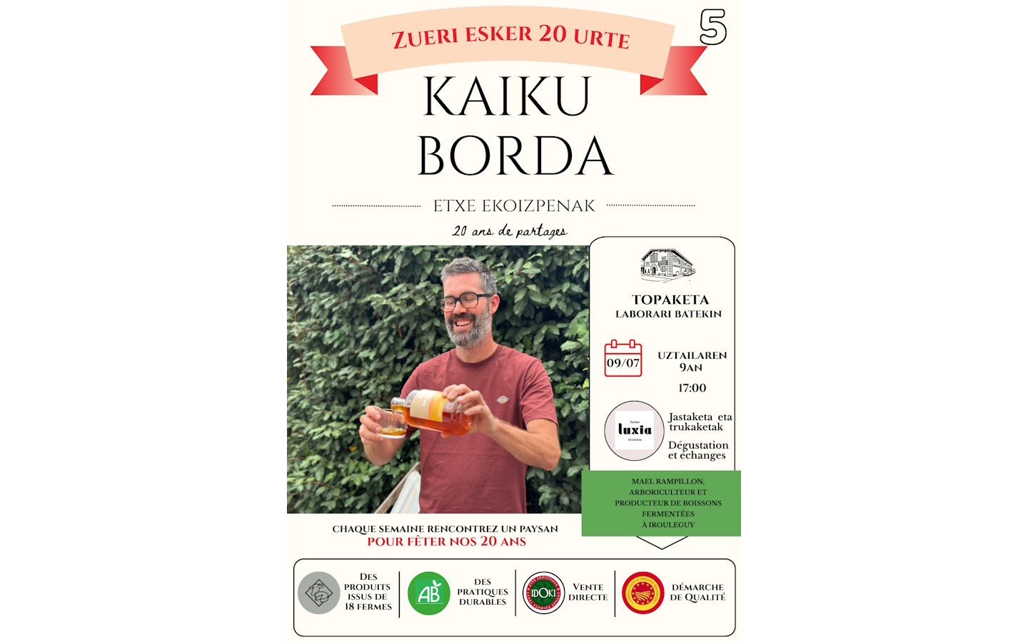 20 ans de Kaiku Borda : dégustation et échange ...