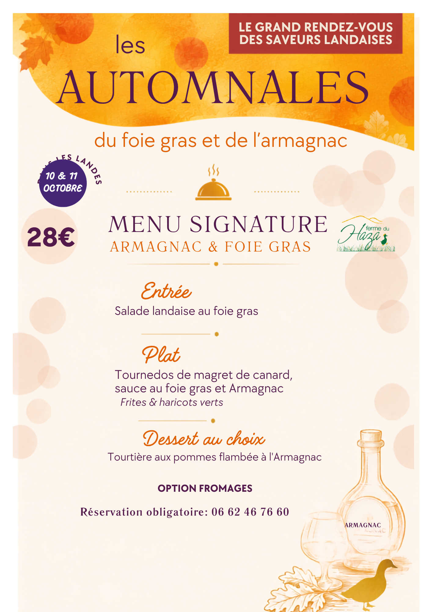 Menu spécial "Automnales du foie gras et de l'armagnac" 