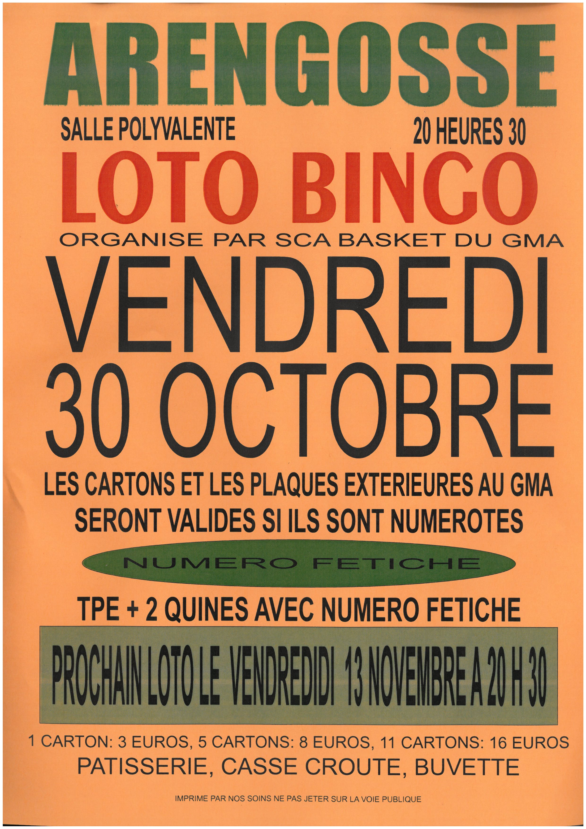 Loto SCA BASKET DU GMA