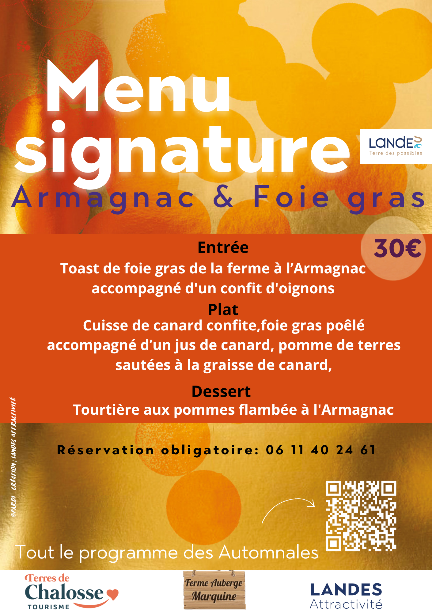 Menu spécial "Automnales du foie gras et de l'armagnac" du 1er au 31 octobre 2026