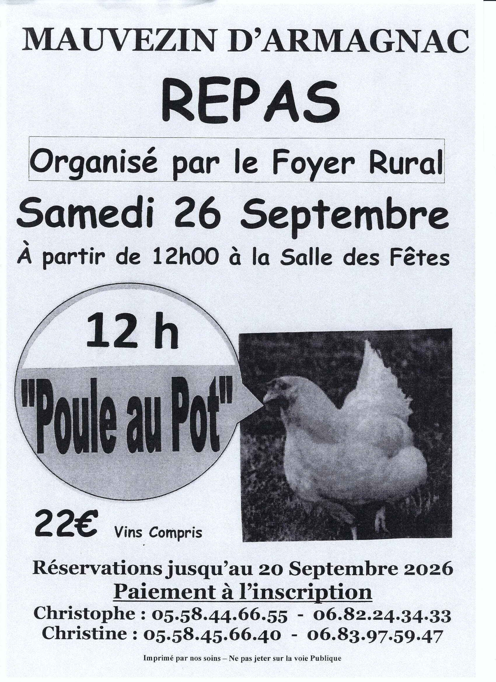 Repas poule au pot