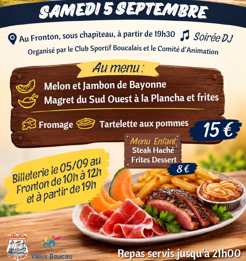 Fêtes de l'Assemblée / Club sportif boucalais / Repas et animation DJ