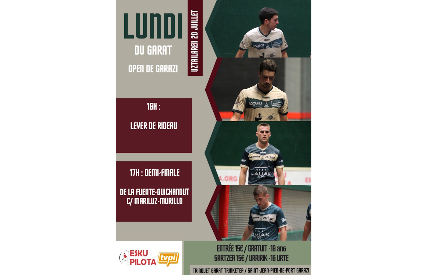 Pelote basque à main nue - demi-finale Open de ...