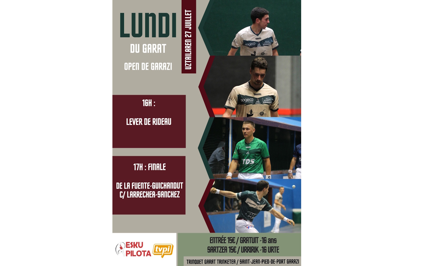 Pelote basque à main nue - finale de l'Open de ...