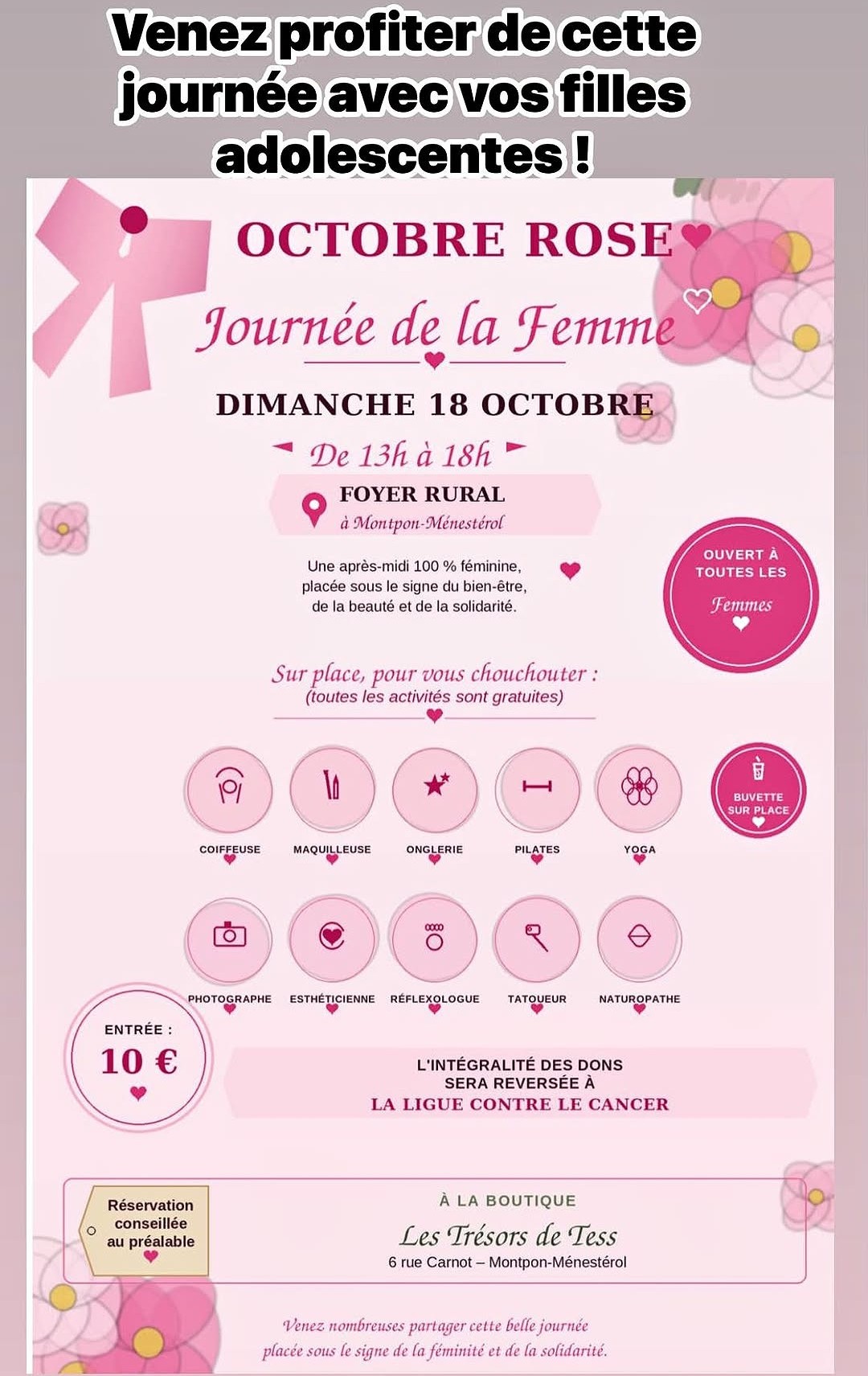 Après-midi bien-être pour les femmes octobre rose
