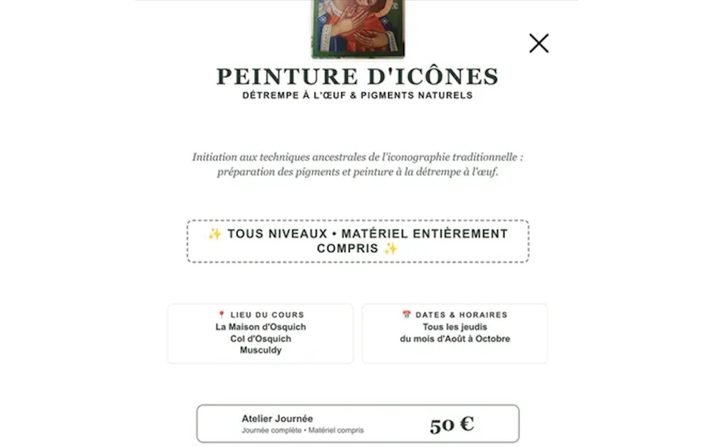 Atelier : peinture d'icônes