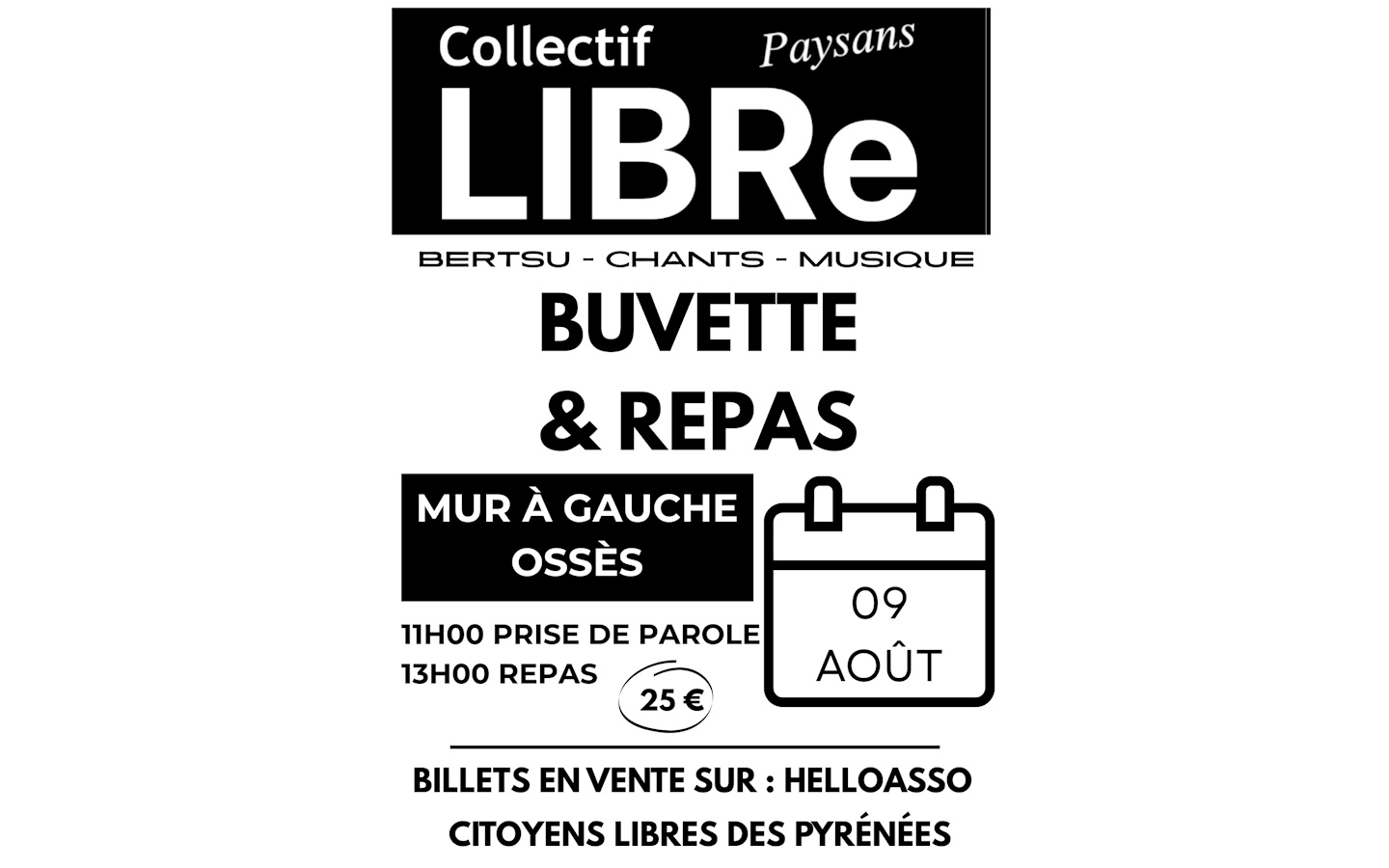 Collectif "Libre" Paysans : repas, chants, mus ...