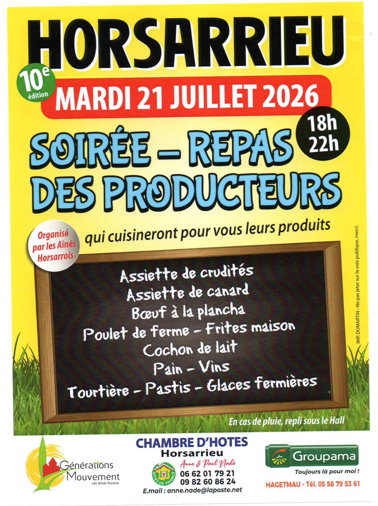 Soirée - Repas des producteurs locaux