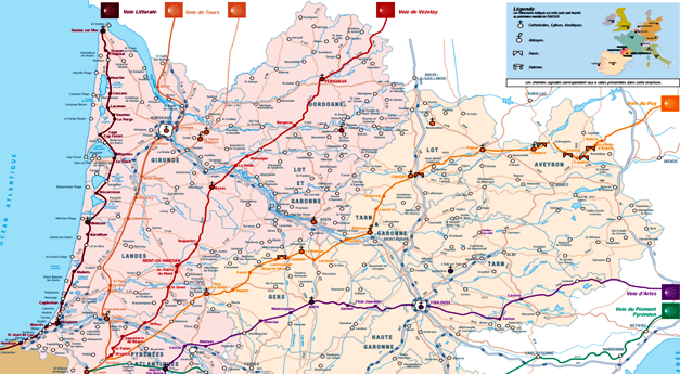 4 chemins de Saint Jacques de Compostelle