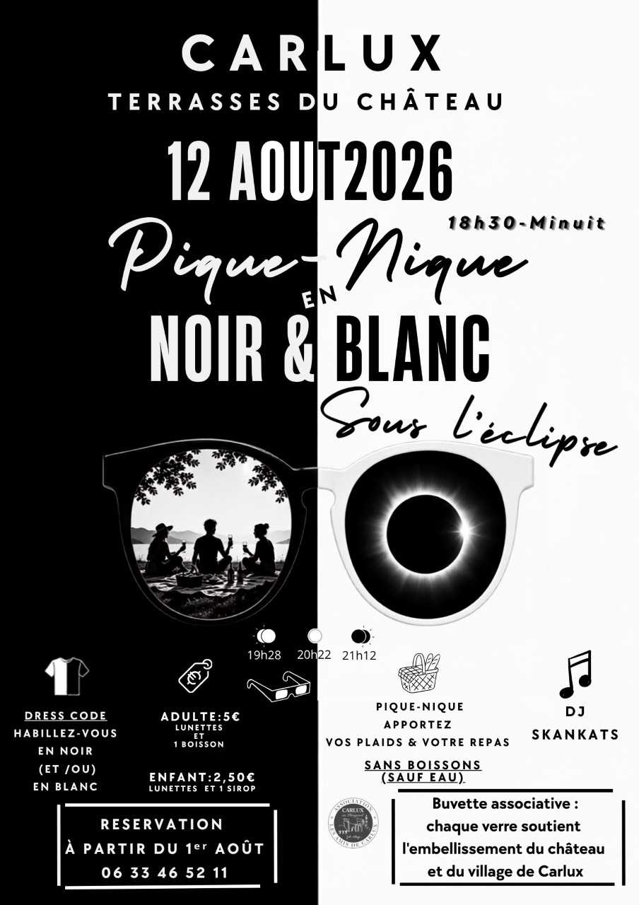 PIQUE-NIQUE EN NOIR ET BLANC SOUS L'ECLIPSE