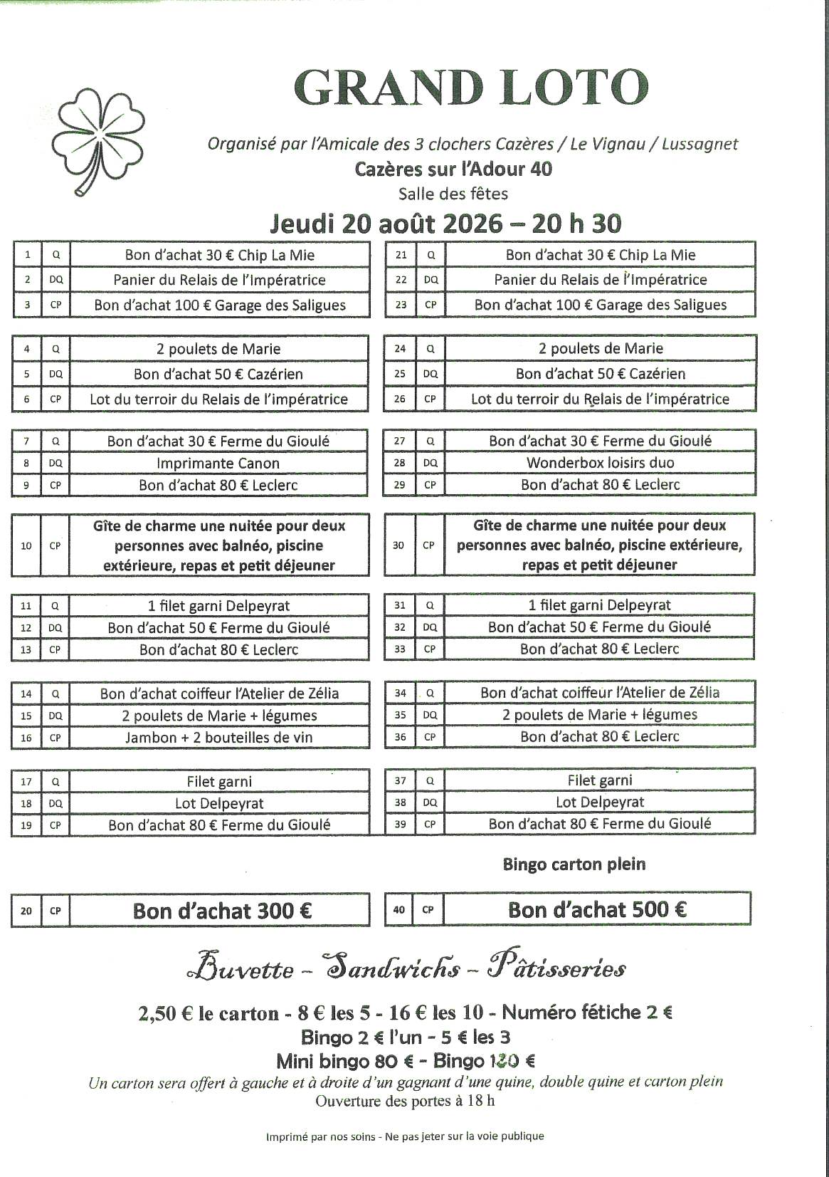 Loto de Cazères sur l'Adour